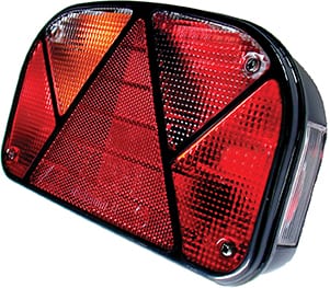 Multifunction Rear Lamp, RH includes No plate illumination, stop/tail indicator & warning triangle. Used as left hand lamp on export for Tipper trailers TT2515, TT3017 & TT3622 and as RH lamp on Eurolight trailers pre 2012
